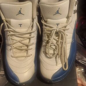 Blue and White Jordan Sneakers